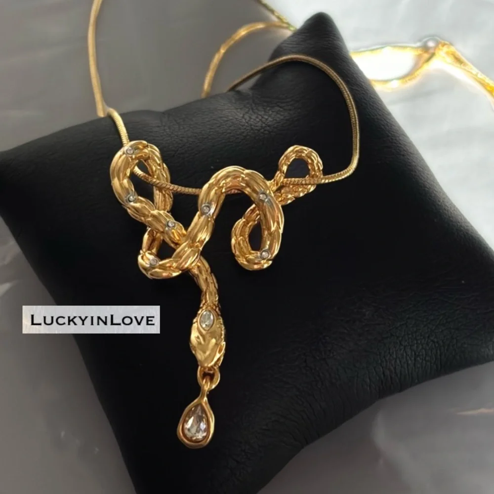 Alexis Bittar • Serpent CZ Crystal Snake Chain Gold Slide Necklace
